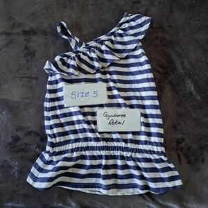 Gymboree girls size 5 blue & white striped shirt VGUC
